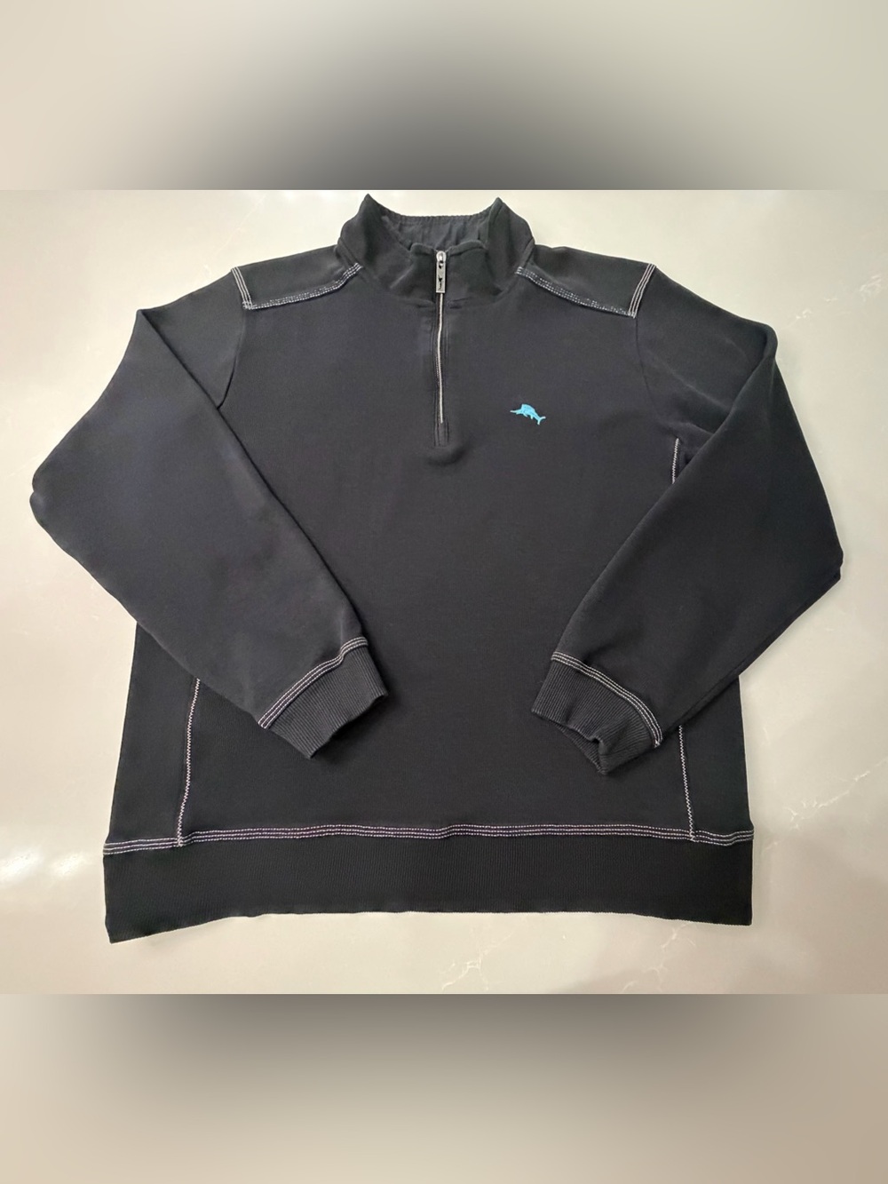 Tommy Bahama Black Tobago Bay 1/4 Zip Pullover Sweatshirt Mens Large